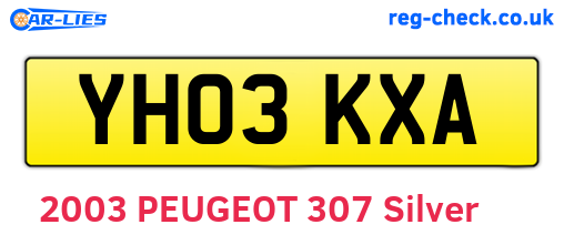 YH03KXA are the vehicle registration plates.