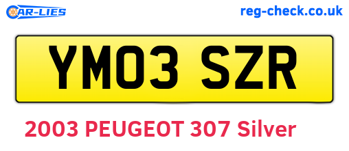 YM03SZR are the vehicle registration plates.