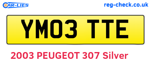 YM03TTE are the vehicle registration plates.