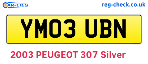YM03UBN are the vehicle registration plates.