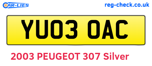 YU03OAC are the vehicle registration plates.