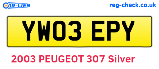 YW03EPY are the vehicle registration plates.