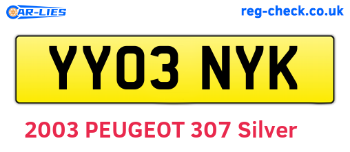 YY03NYK are the vehicle registration plates.