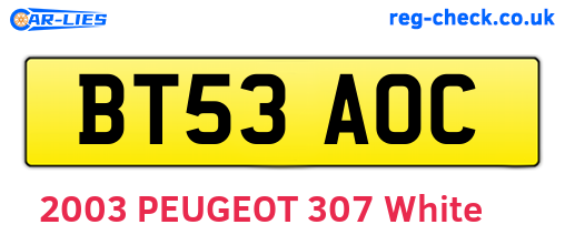 BT53AOC are the vehicle registration plates.