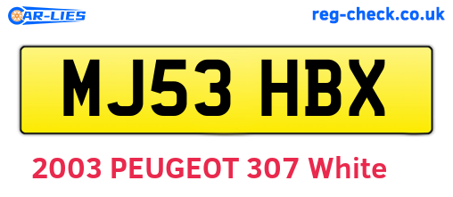 MJ53HBX are the vehicle registration plates.