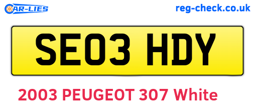 SE03HDY are the vehicle registration plates.