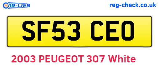 SF53CEO are the vehicle registration plates.