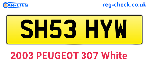 SH53HYW are the vehicle registration plates.