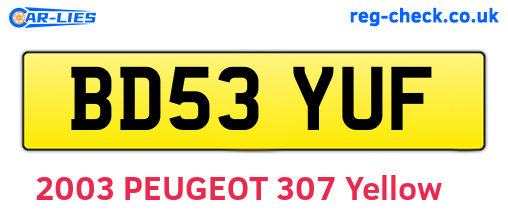 BD53YUF are the vehicle registration plates.