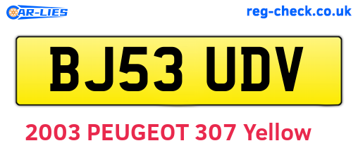 BJ53UDV are the vehicle registration plates.