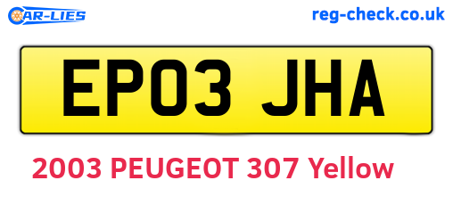EP03JHA are the vehicle registration plates.