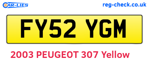 FY52YGM are the vehicle registration plates.