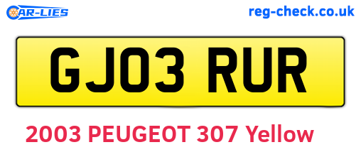 GJ03RUR are the vehicle registration plates.