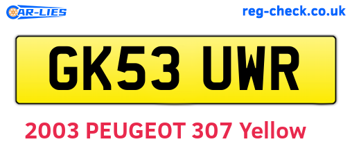 GK53UWR are the vehicle registration plates.