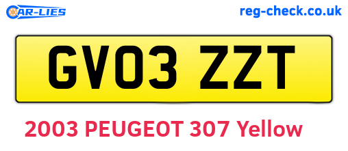 GV03ZZT are the vehicle registration plates.