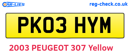 PK03HYM are the vehicle registration plates.