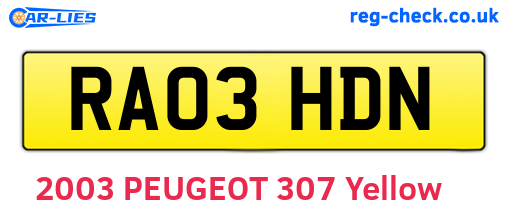 RA03HDN are the vehicle registration plates.