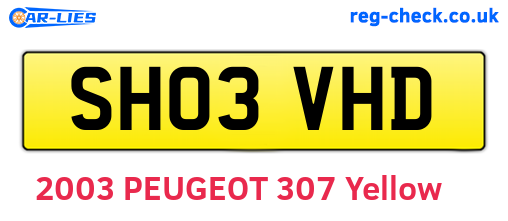 SH03VHD are the vehicle registration plates.