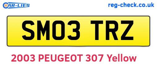 SM03TRZ are the vehicle registration plates.