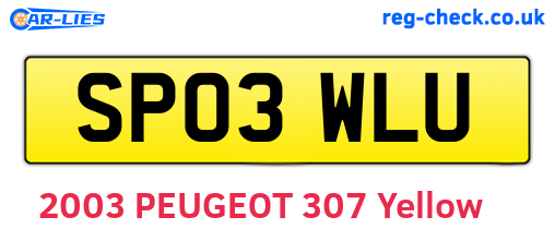 SP03WLU are the vehicle registration plates.