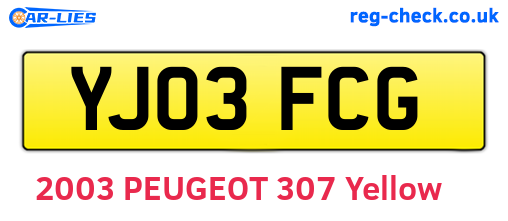 YJ03FCG are the vehicle registration plates.