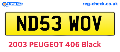 ND53WOV are the vehicle registration plates.