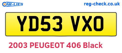 YD53VXO are the vehicle registration plates.