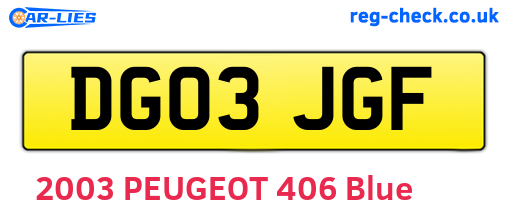 DG03JGF are the vehicle registration plates.