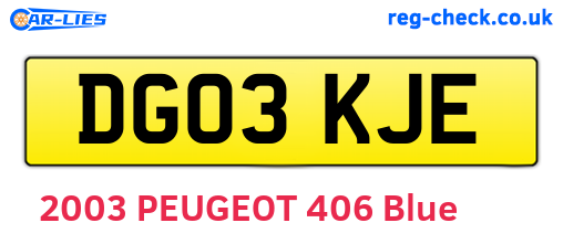 DG03KJE are the vehicle registration plates.