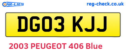 DG03KJJ are the vehicle registration plates.