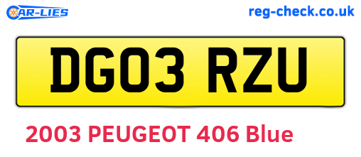 DG03RZU are the vehicle registration plates.