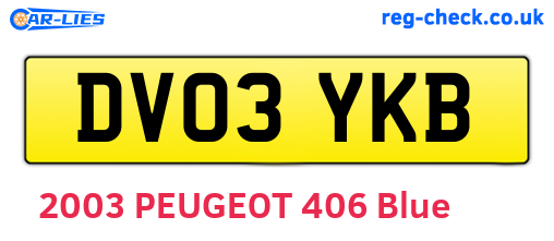DV03YKB are the vehicle registration plates.