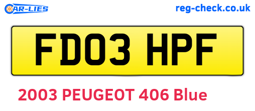 FD03HPF are the vehicle registration plates.