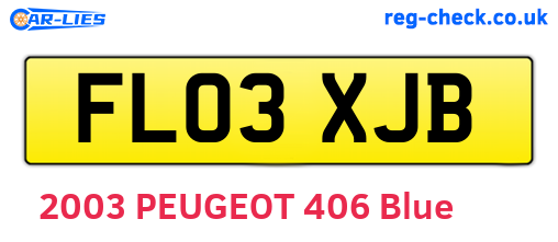 FL03XJB are the vehicle registration plates.