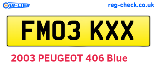 FM03KXX are the vehicle registration plates.