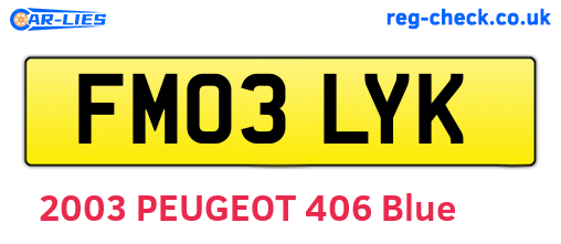 FM03LYK are the vehicle registration plates.