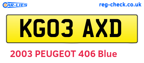 KG03AXD are the vehicle registration plates.
