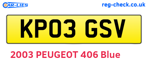 KP03GSV are the vehicle registration plates.