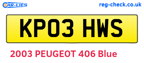 KP03HWS are the vehicle registration plates.