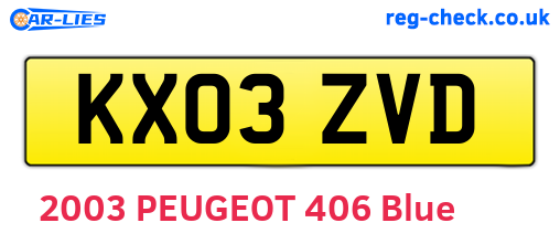 KX03ZVD are the vehicle registration plates.