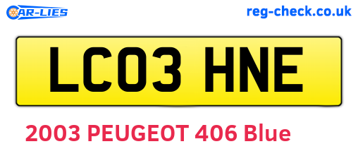 LC03HNE are the vehicle registration plates.