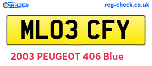ML03CFY are the vehicle registration plates.