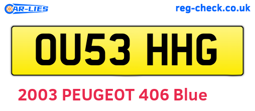 OU53HHG are the vehicle registration plates.