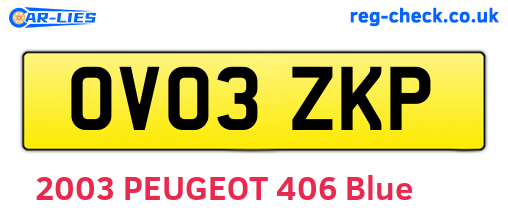 OV03ZKP are the vehicle registration plates.