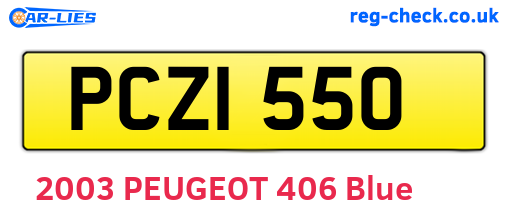 PCZ1550 are the vehicle registration plates.