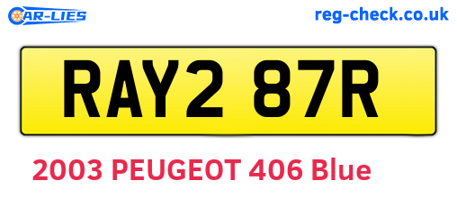 RAY287R are the vehicle registration plates.