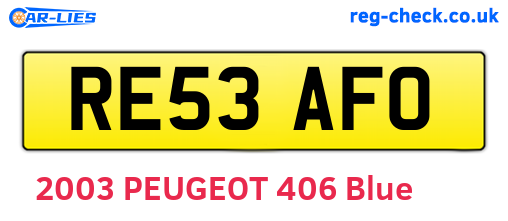 RE53AFO are the vehicle registration plates.
