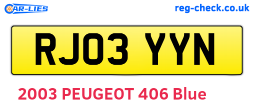 RJ03YYN are the vehicle registration plates.