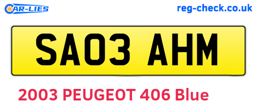 SA03AHM are the vehicle registration plates.
