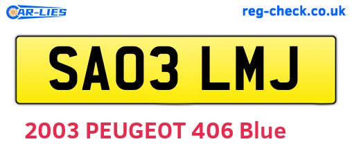 SA03LMJ are the vehicle registration plates.